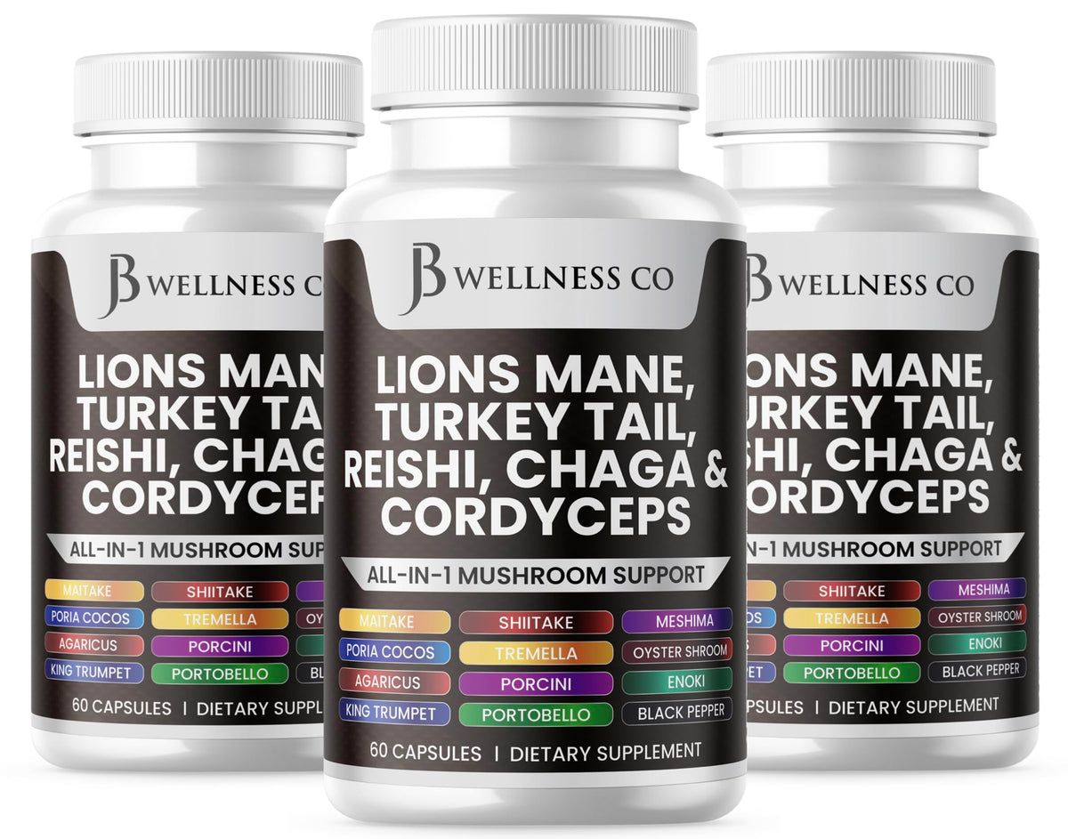 JB Wellness Co Lions Mane 20in1 bottle for daily cognitive support