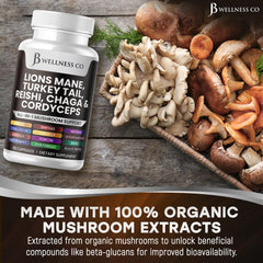 JB Wellness Co Mushroom blend capsules offer all-in-one wellness convenience