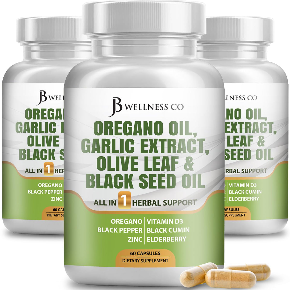 JB Wellness Co oregano oil bottle pour for easy daily immune support