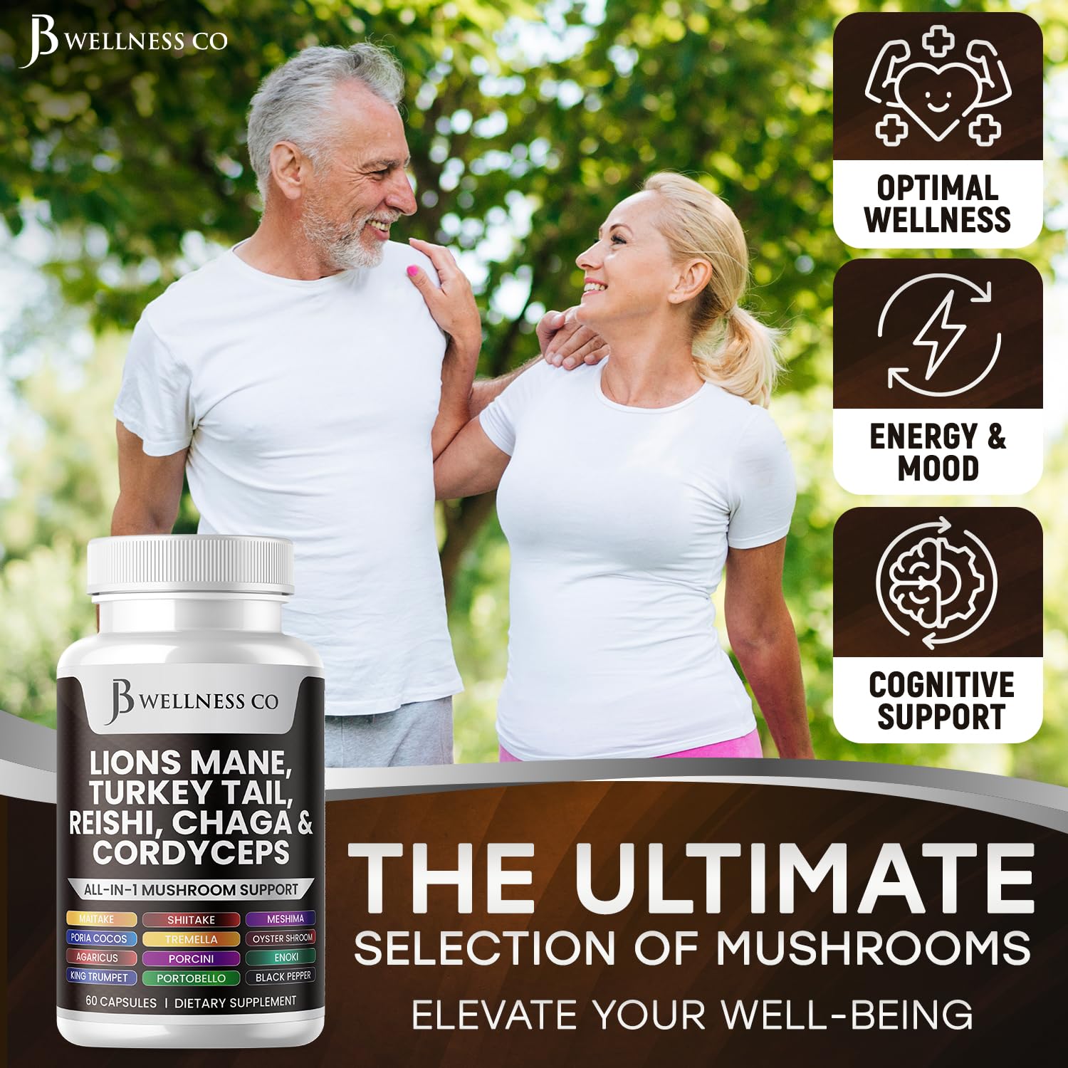 JB Wellness Co Reishi powder highlights pure mushroom extract