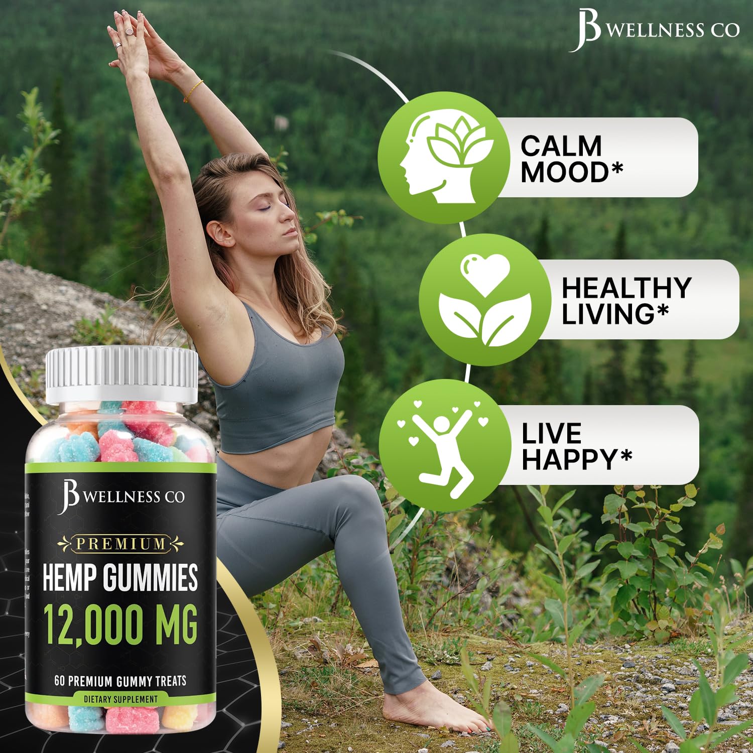 JB Wellness Co 120-count bottle provides long-lasting daily supply.