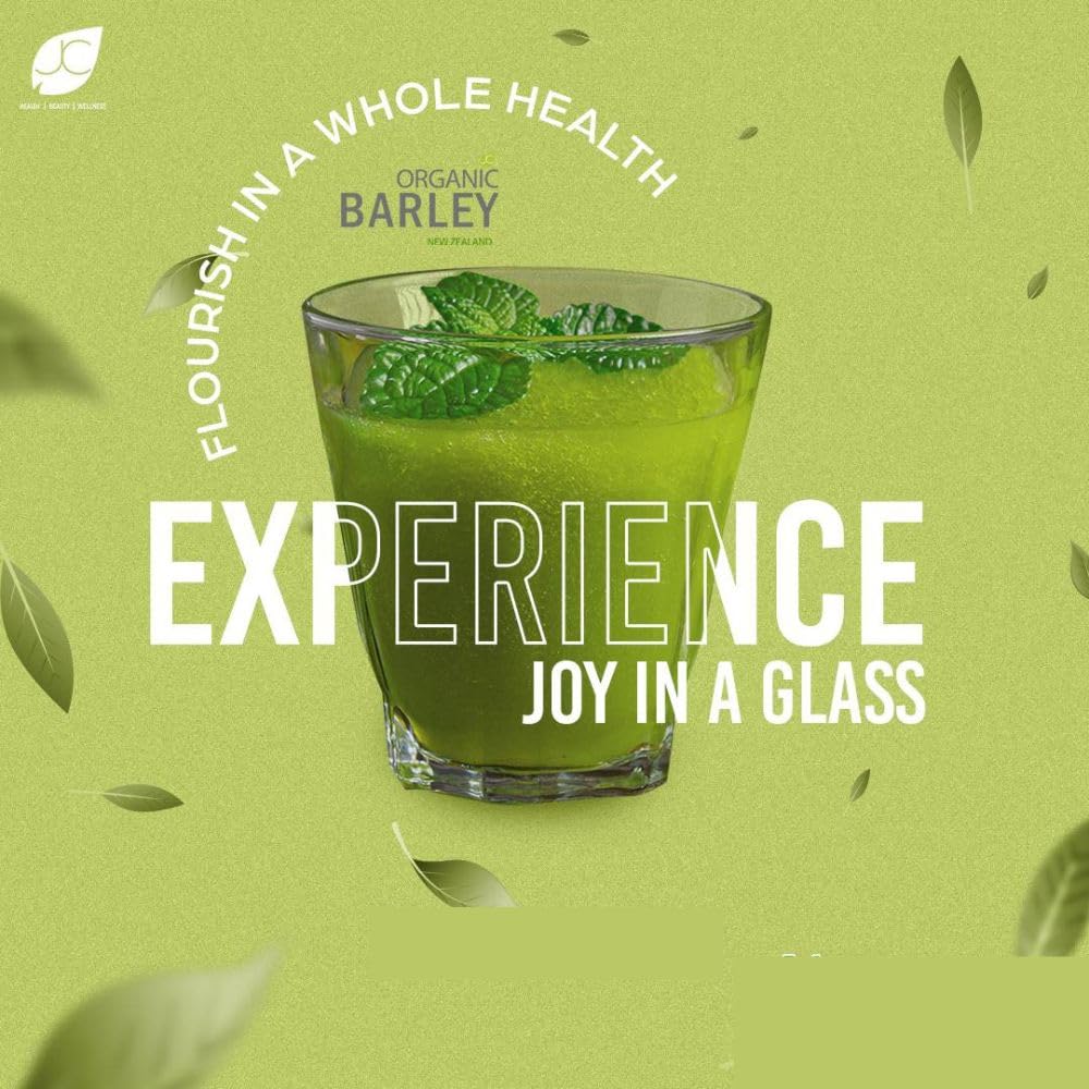 JC Barley Grass Juice Powder poured into smoothie bowl illustrates versatility