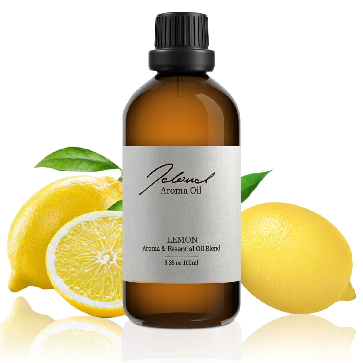 JCLOUD Lemon essential oil bottle close-up for pure aromatherapy diffusion.