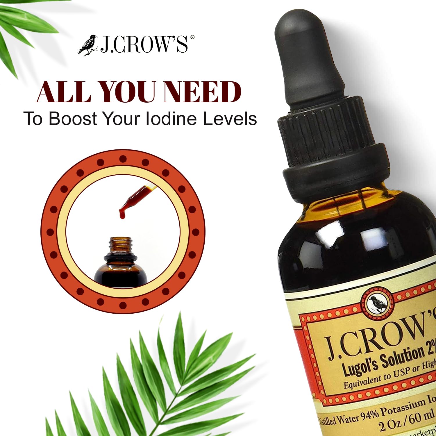 Water dilution setup with J.CROW'S Lugol's iodine drops