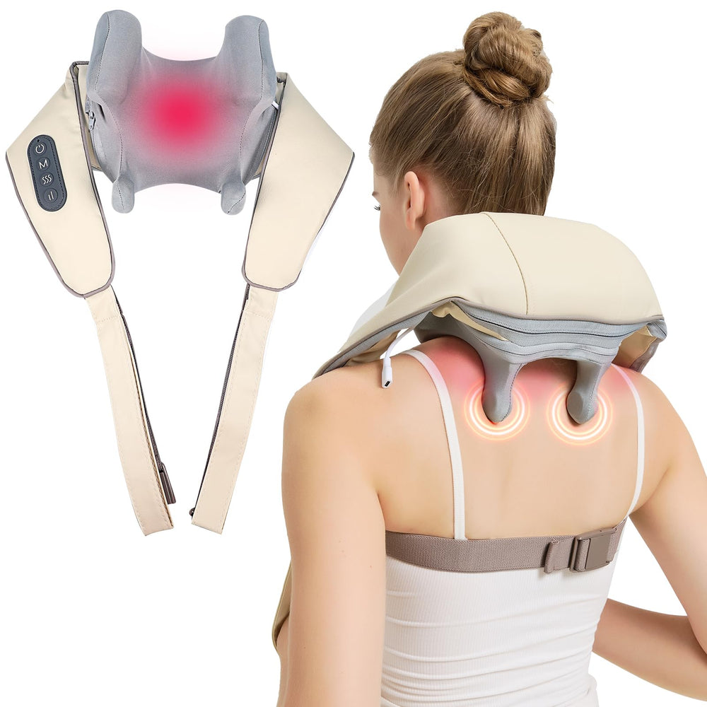 Jdfdexc 4D neck massager close-up of kneading heads for deep muscle relief.