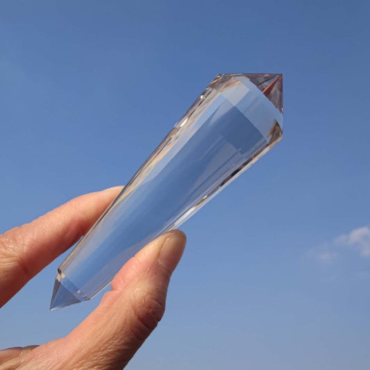 JDFlying clear crystal wand 24-sided Vogel point for chakra balancing