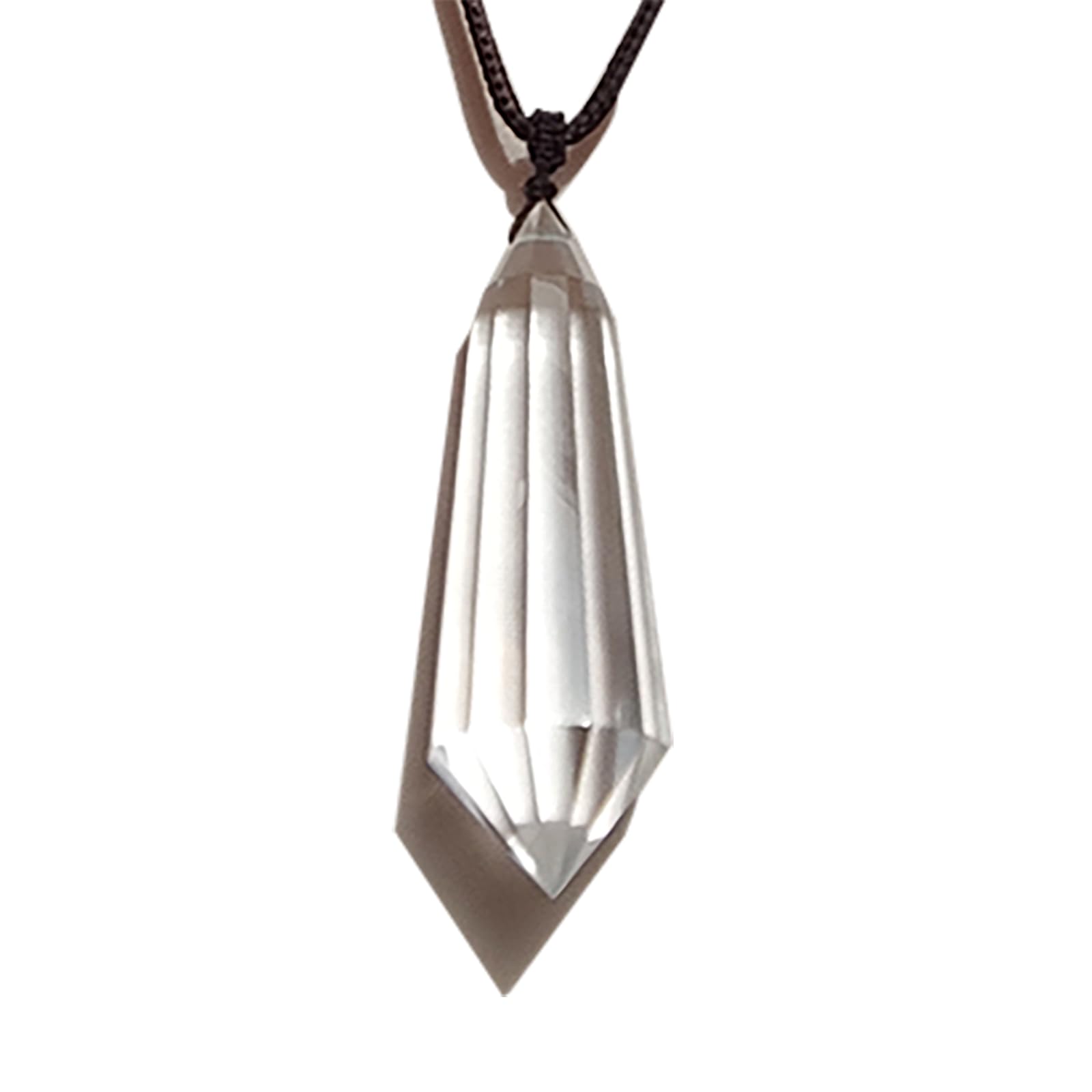 jdflying Clear Quartz Pendant front view showing Vogel crystal point for meditation