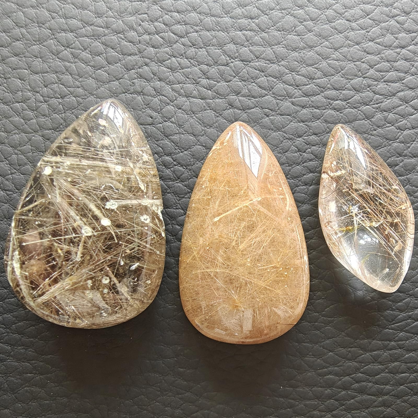 JDFlying rutilated quartz cabochon for jewelry pendant ready to set.