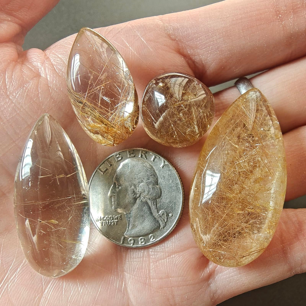 JDFlying rutilated quartz teardrop trio set for versatile designs.
