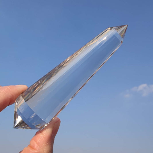 JDFlying Vogel crystal point 4-inch double-terminated for energy focus
