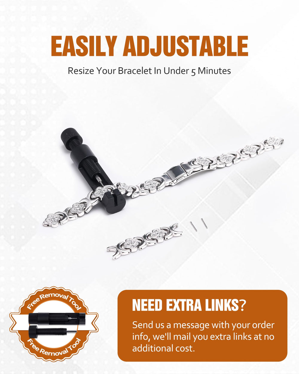 Jecanori adjustable bracelet clasp ensures easy on and off.