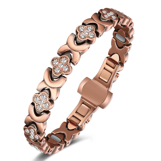 Jecanori copper bracelet with butterfly clasp for secure daily wear and easy on-off.