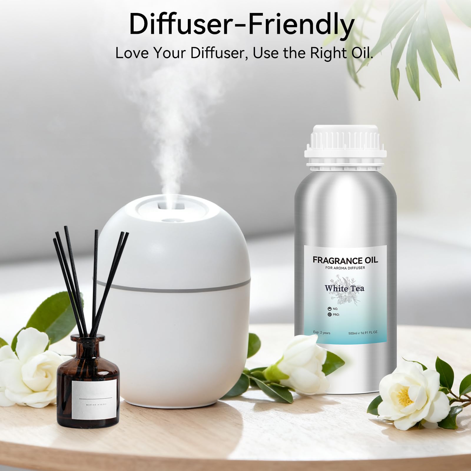 JEPEErbz White Tea diffuser oil showcases soft-tea-notes for relaxing atmospheres.