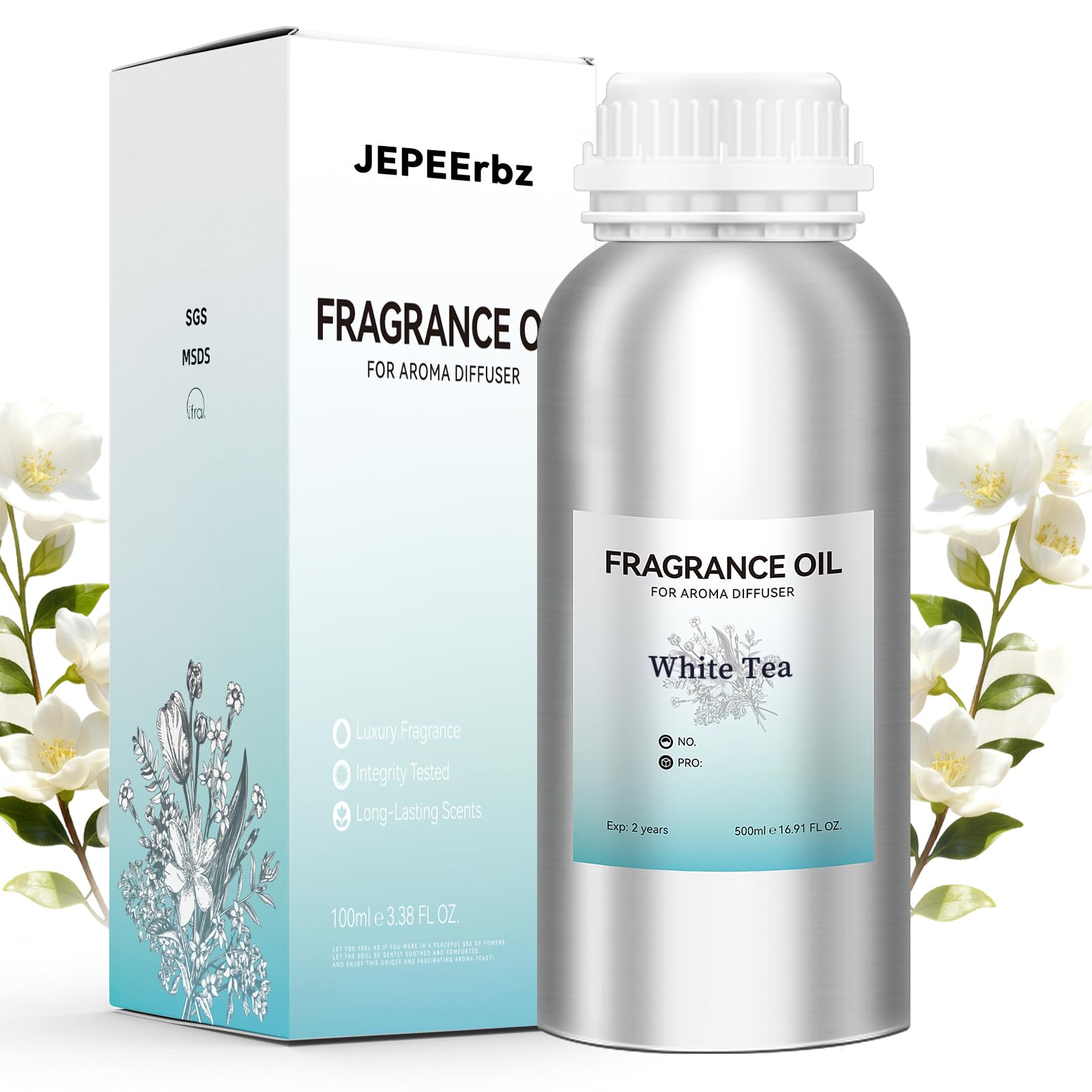 JEPEErbz White Tea diffuser oil with sunlit-tea-garden aroma for calming rooms.