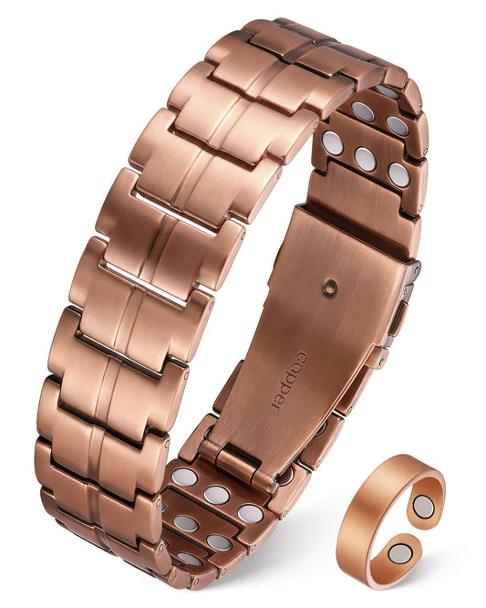 Jeracol ultra-magnetic copper bracelet with 3x strong magnets for daily wear and style