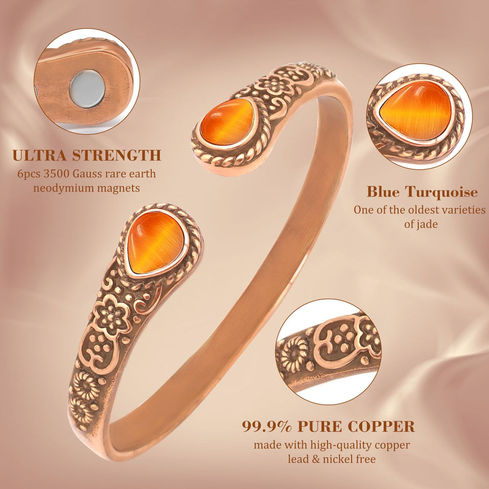 Close-up of six magnets at 3500 gauss on the JEROOT bracelet