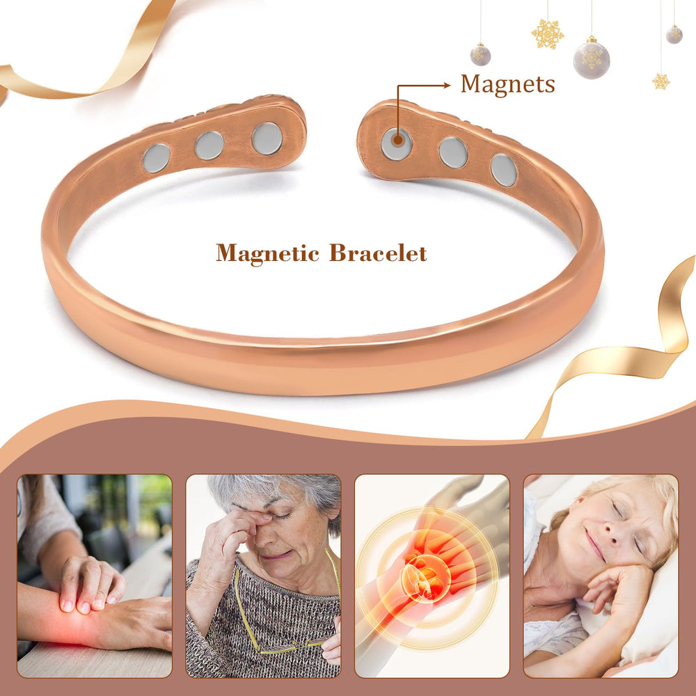 Open-end adjustable JEROOT copper bracelet for a comfortable fit