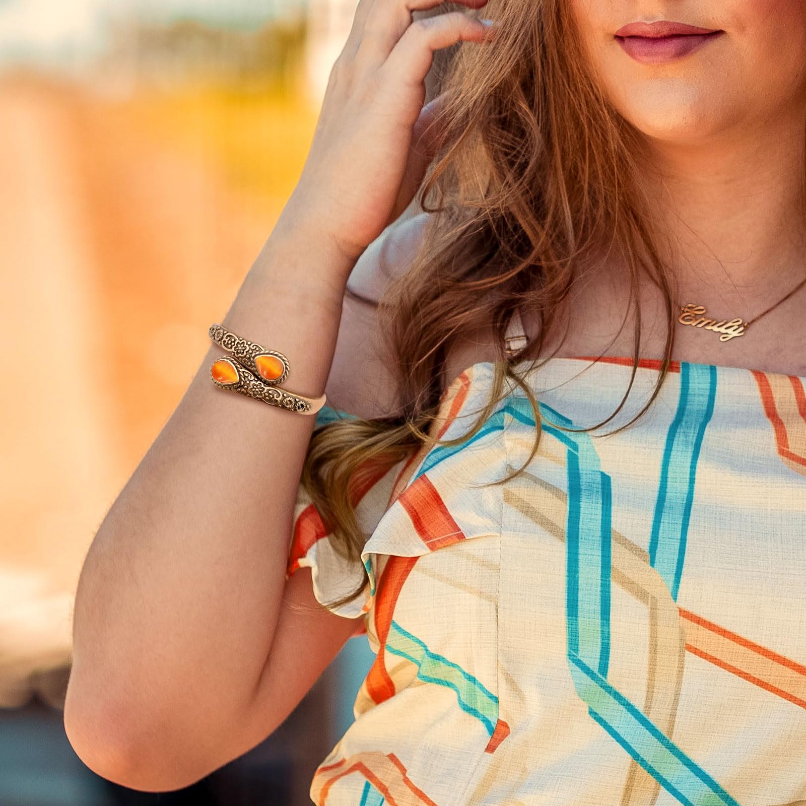 Polished copper surface resists oxidation on the JEROOT bracelet