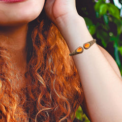 JEROOT copper bracelet worn with a watch for versatile style