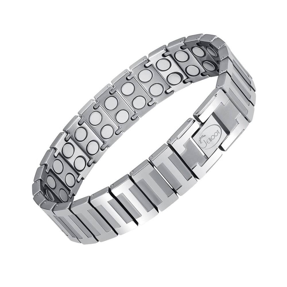 JEROOT magnetic bracelet close-up highlighting sleek titanium design for daily wear