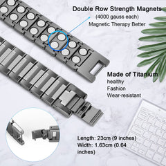 JEROOT magnetic bracelet grey side view showing sleek titanium design