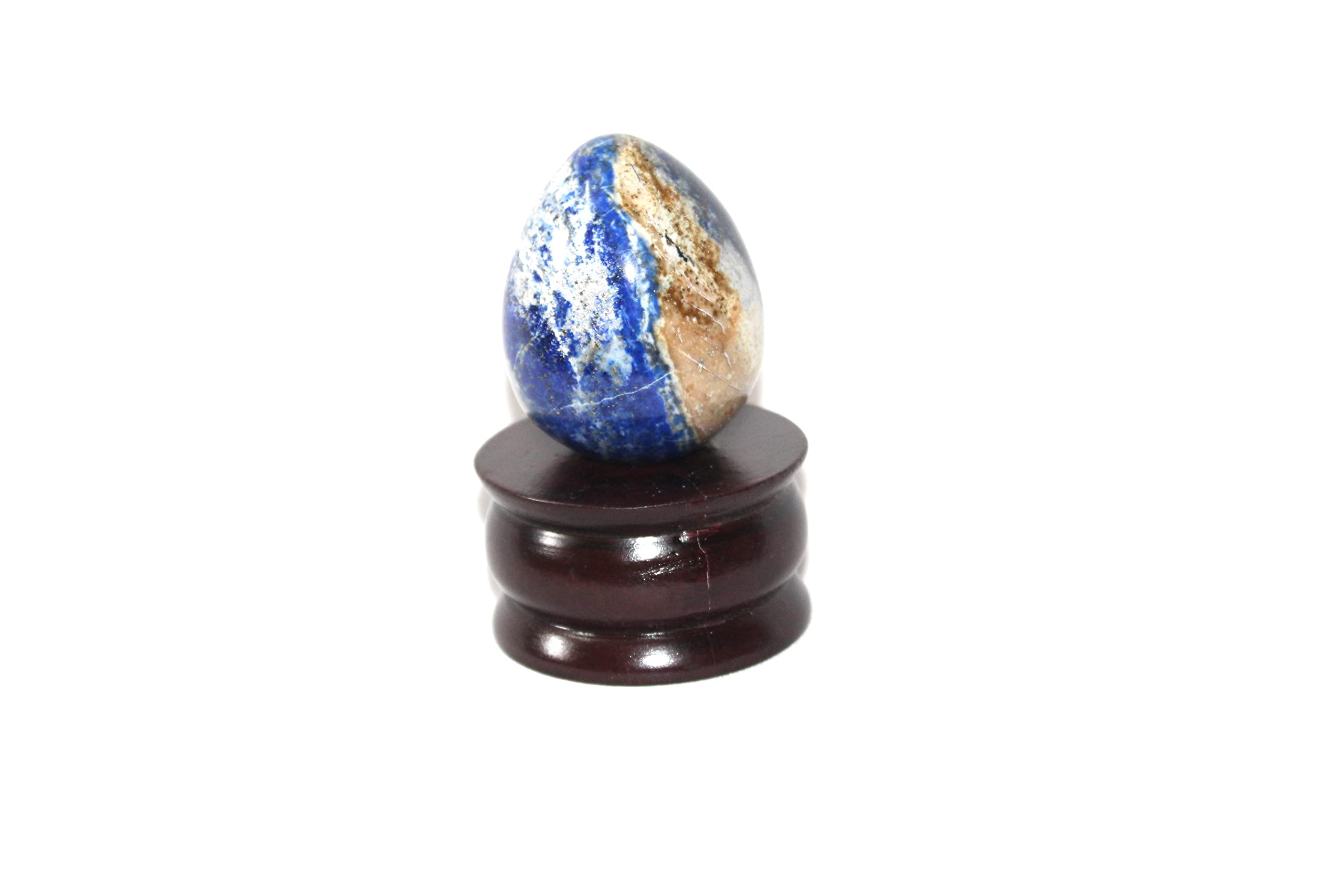 Jet International Lapis Lazuli egg 2-inch close-up highlighting blue with gold pyrite for meditation.