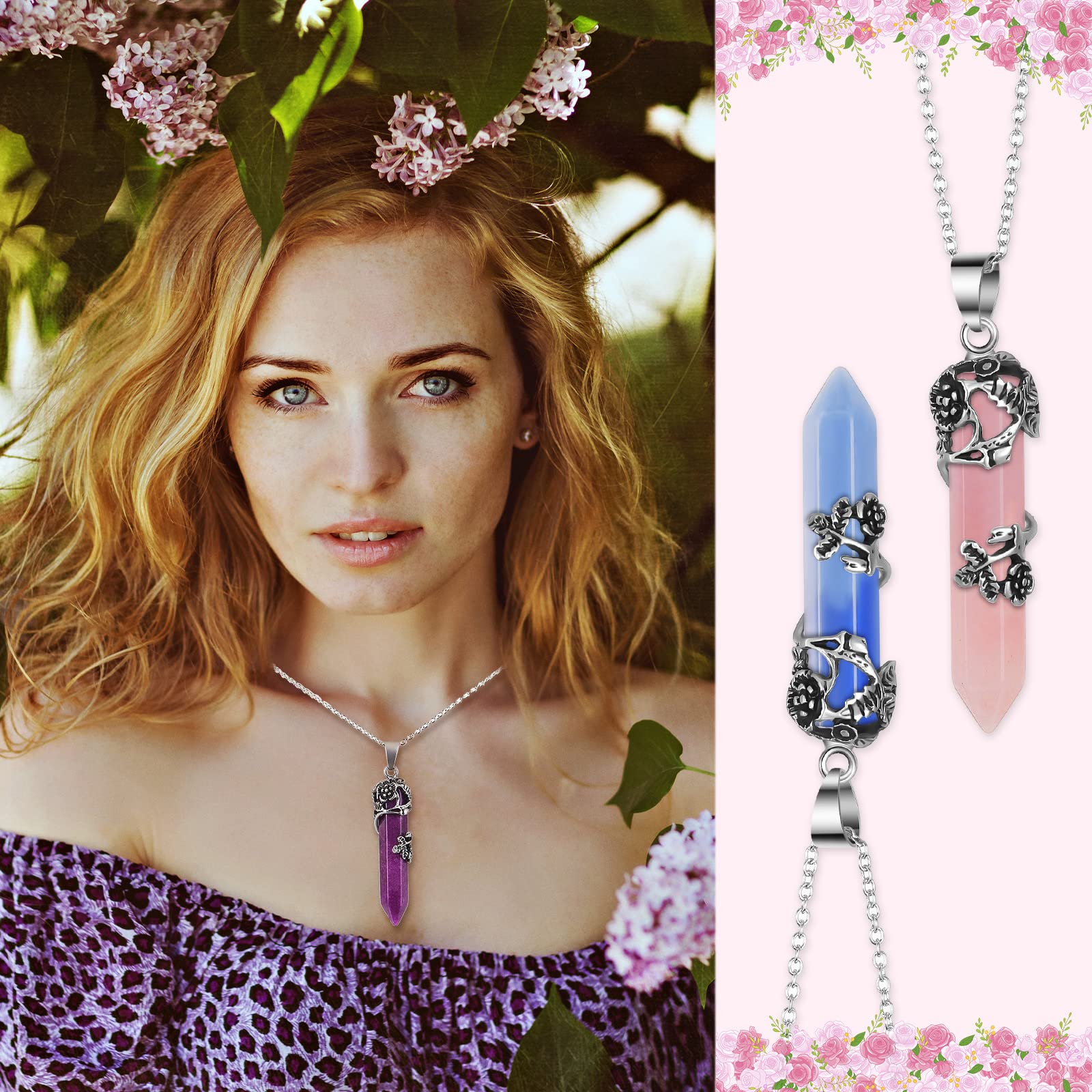 Jexine natural quartz point pendant comes with a 50 cm chain for versatile wear.