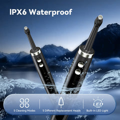 Jeyoe Pointed bristle brush head reaches interdental areas.