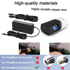 JFJDSM 65W adapter side view showing compact travel-friendly design for AirSense 11.
