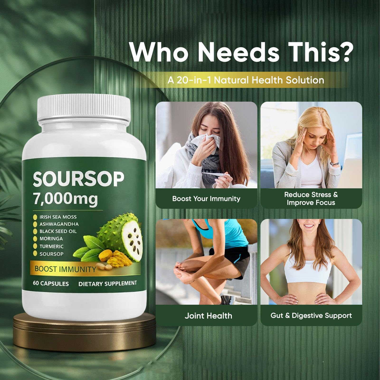 JFsyb Soursop Bitters Drops packaging highlighting vegan non-GMO formula