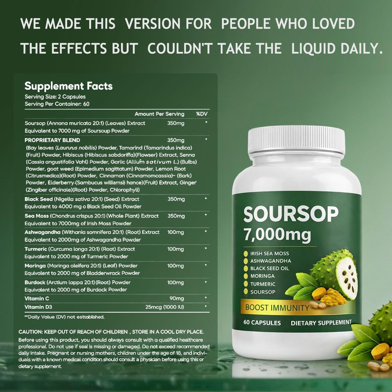 Soursop Bitters Drops added to water glass for easy daily dose