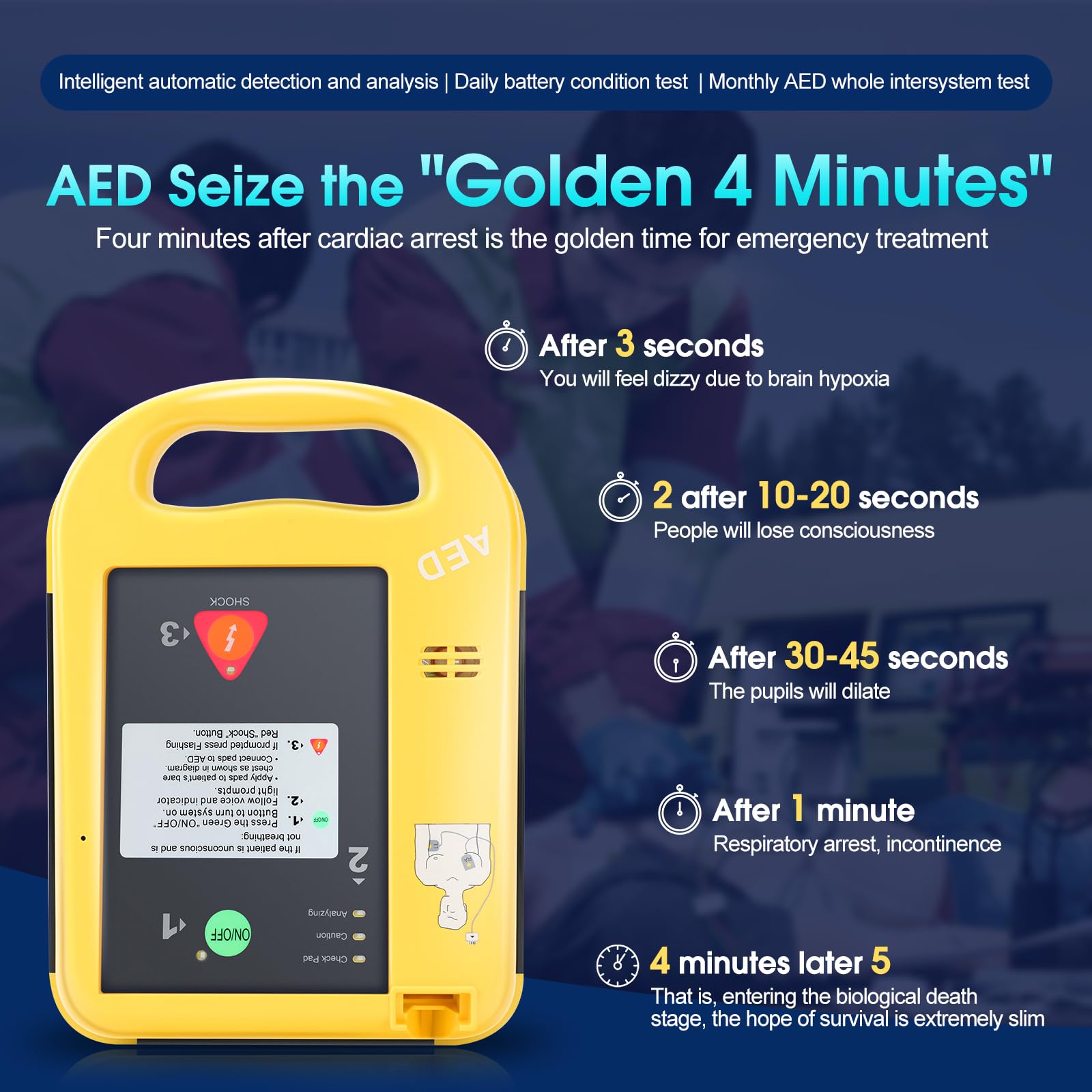 JIALANRW AED battery status for quick power readiness