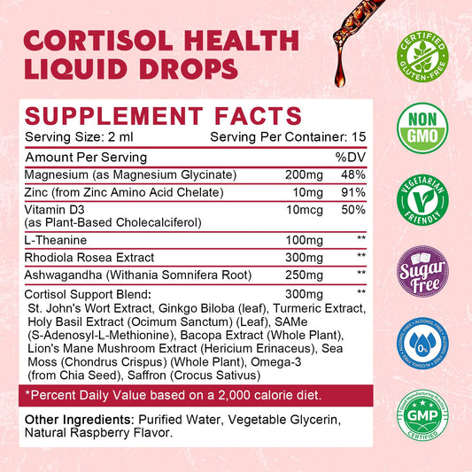 JIANKYTZ Cortisol Drops raspberry pour showing easy dosage into beverage.