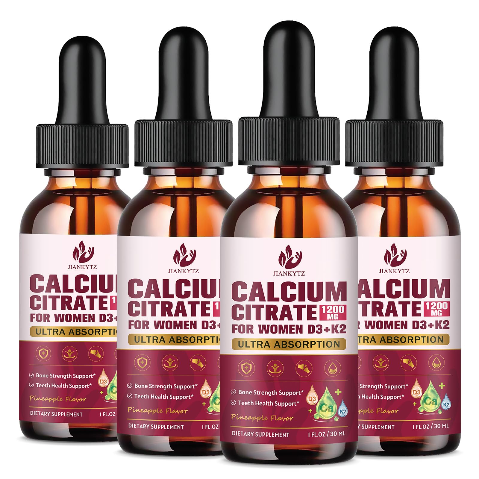 JIANKYTZ calcium citrate liquid bottle 1oz pour for easy daily bone support.
