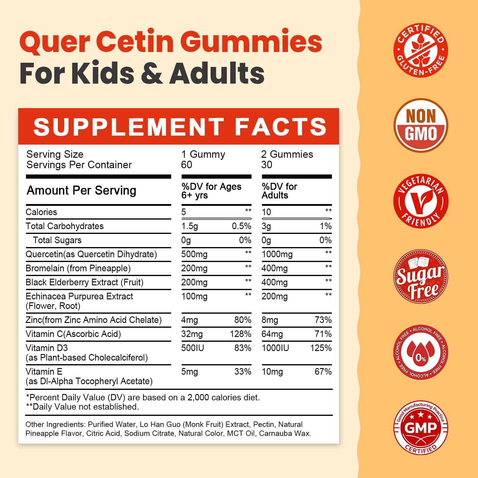 JIANKYTZ quercetin bromelain gummies jar closeup with pineapple flavor.
