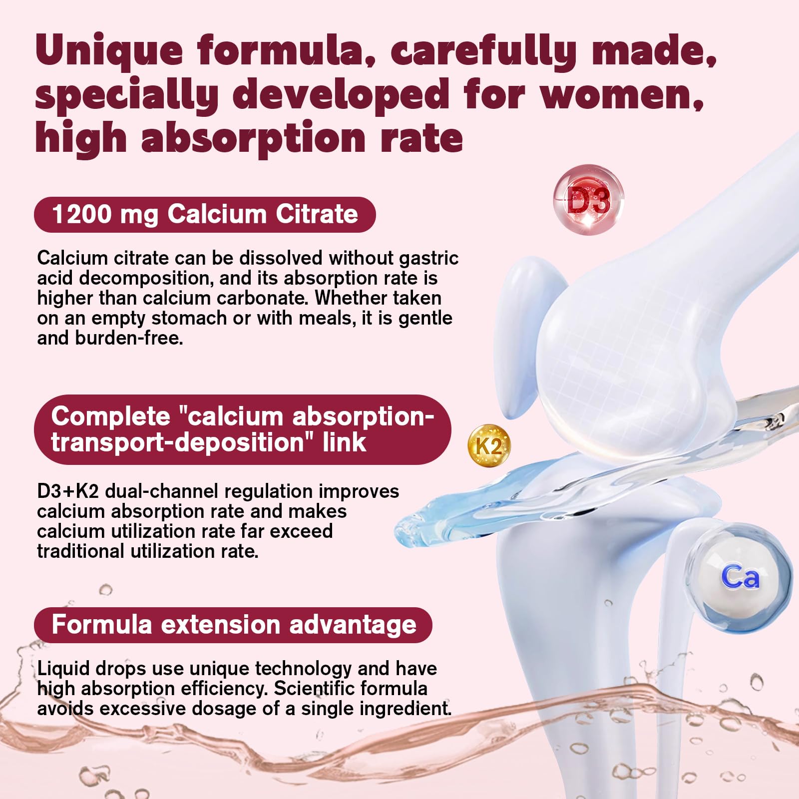 JIANKYTZ vitamin D3 K2 drops emphasize bone density support and dental health.