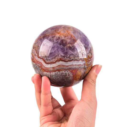 JIC Gem amethyst sphere close-up shows unique patterns