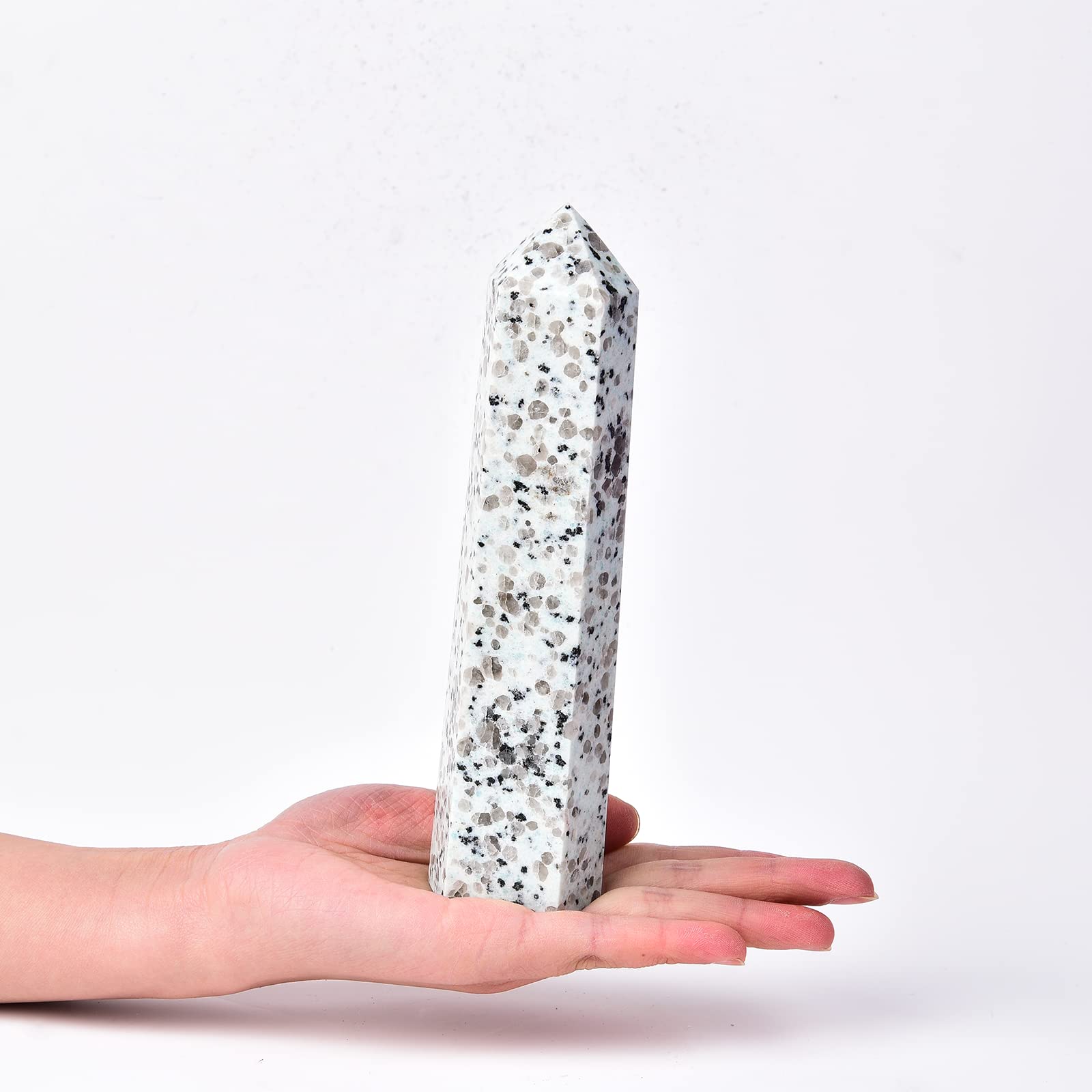 JIC Gem Balmatin quartz obelisk wand for focused energy and meditation.