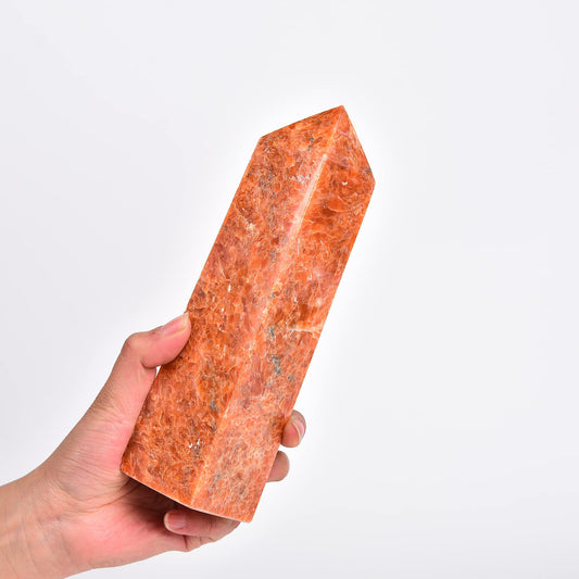 JIC Gem Big Sunstone obelisk tower for meditation and energy balance.