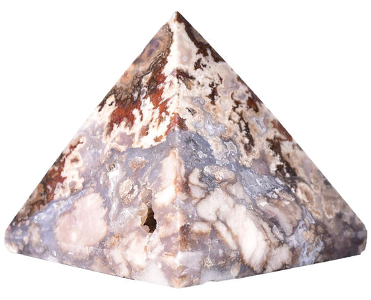 JIC Gem blue cherry blossom agate pyramid, 90mm, focal point for focus and calm energy