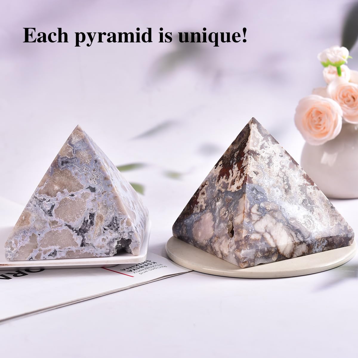 JIC Gem 90-100 mm pyramid showcases natural color variations and unique facets
