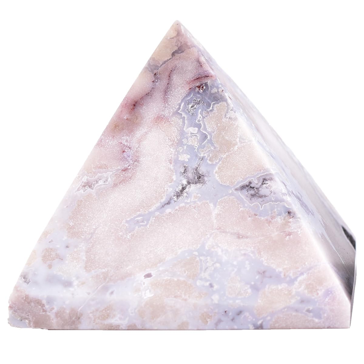 JIC Gem blue cherry blossom agate pyramid on desk promotes harmony and concentration