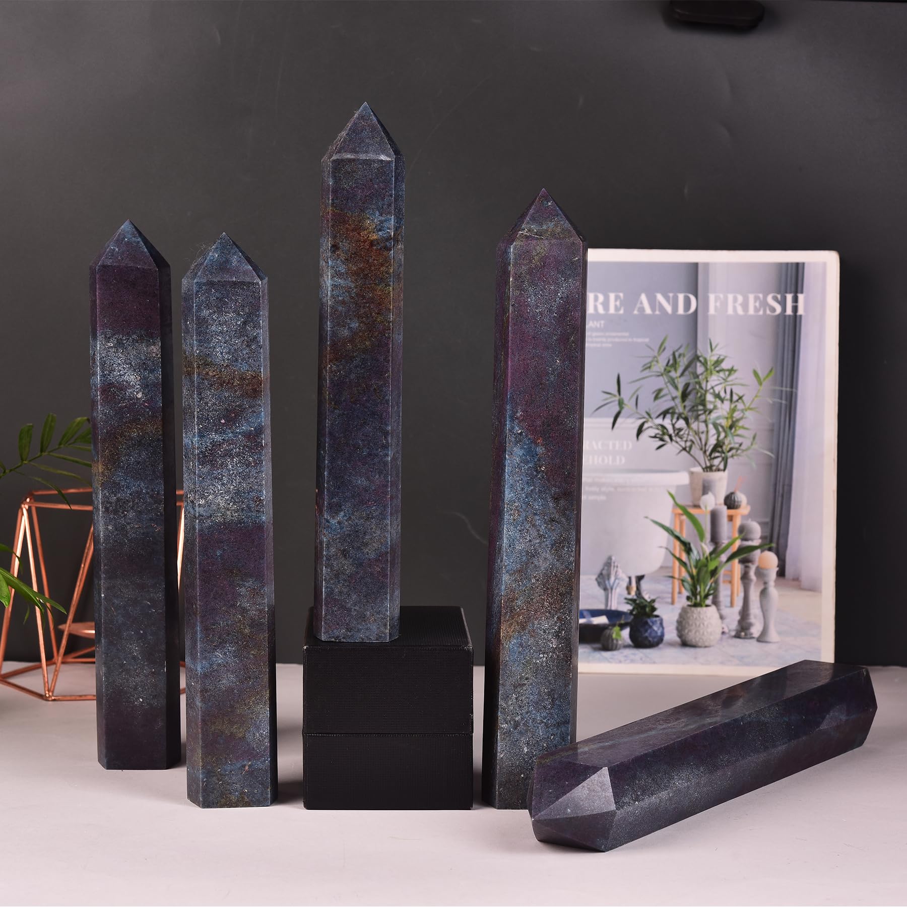 JIC Gem blue green ruby zoisite wand gift-ready, ideal for crystal enthusiasts.