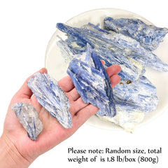 JIC Gem blue kyanite crystal blades closeup, highlighting elongated forms and natural texture.
