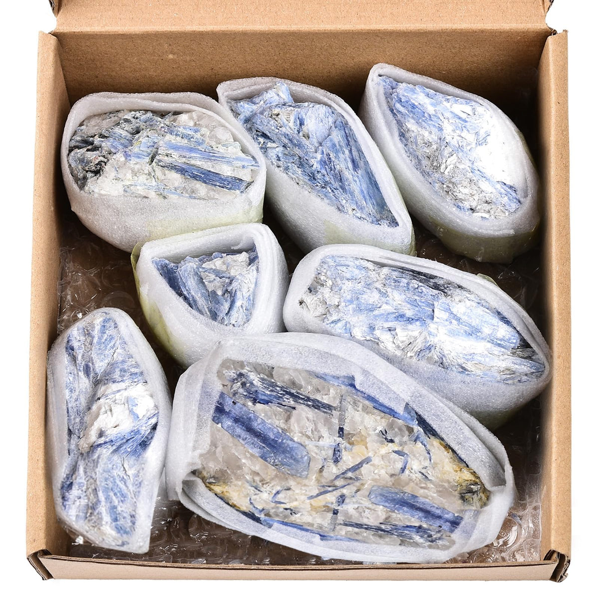 JIC Gem blue kyanite rough crystals in a 1.8 lb bundle for rustic decor.