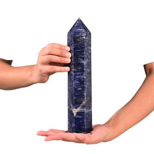 JIC Gem blue sodalite crystal wand six facets ideal for meditation and clarity