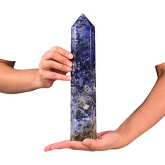 JIC Gem blue sodalite crystal wand hexagonal column for energy balance