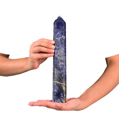 JIC Gem blue sodalite crystal wand with six facets aids clarity and concentration