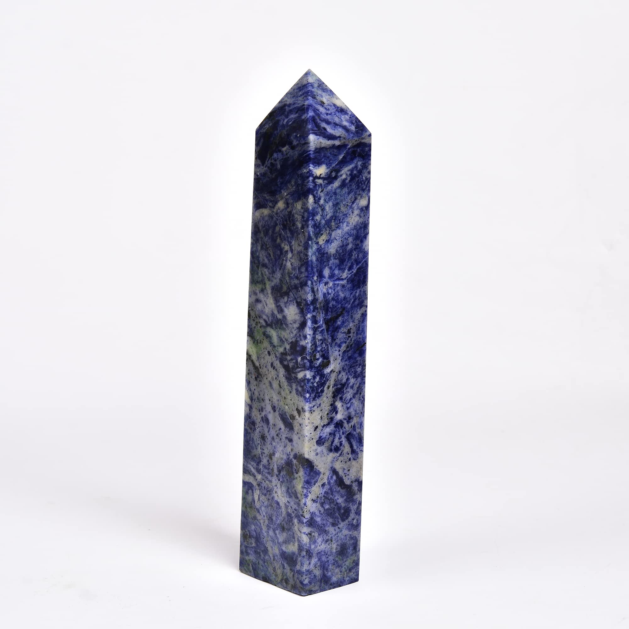 JIC Gem blue sodalite obelisk with desk setup for focused work