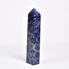 JIC Gem blue sodalite obelisk with desk setup for focused work